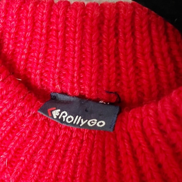 Vintage RollyGo Sweater Red 100% Wool Made in Italy Knit - Picture 6 of 8